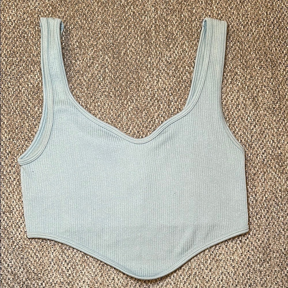 Zara Teal Ribbed Crop Top